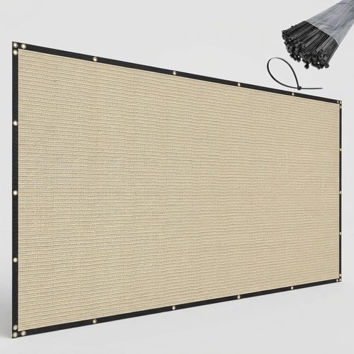 Beige privacy fence screen 6 by 25 feet