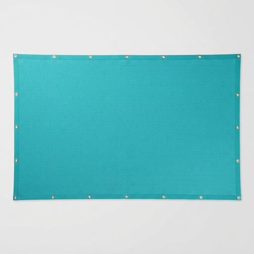 Turquoise straight-edge shade sail 20 by 32 feet