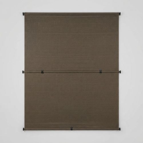 Brown foldable patio roller shade 5 by 6 feet